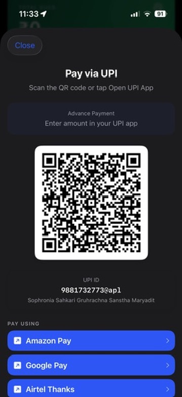 Member Mode — Pay via UPI